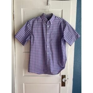 Jos. A. Bank Size Large Short Sleeve Button Front Red‎ & Blue Plaid Shirt